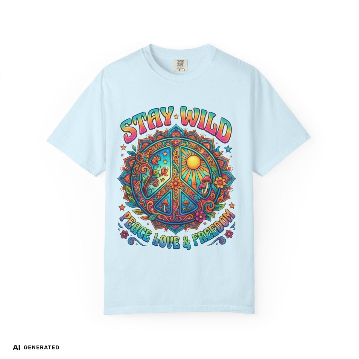 Stay Wild Peace Sign T-Shirt – Retro Psychedelic Tee | musikworlds Artist Collection – AI GENERATED / KI-GENERIERT
