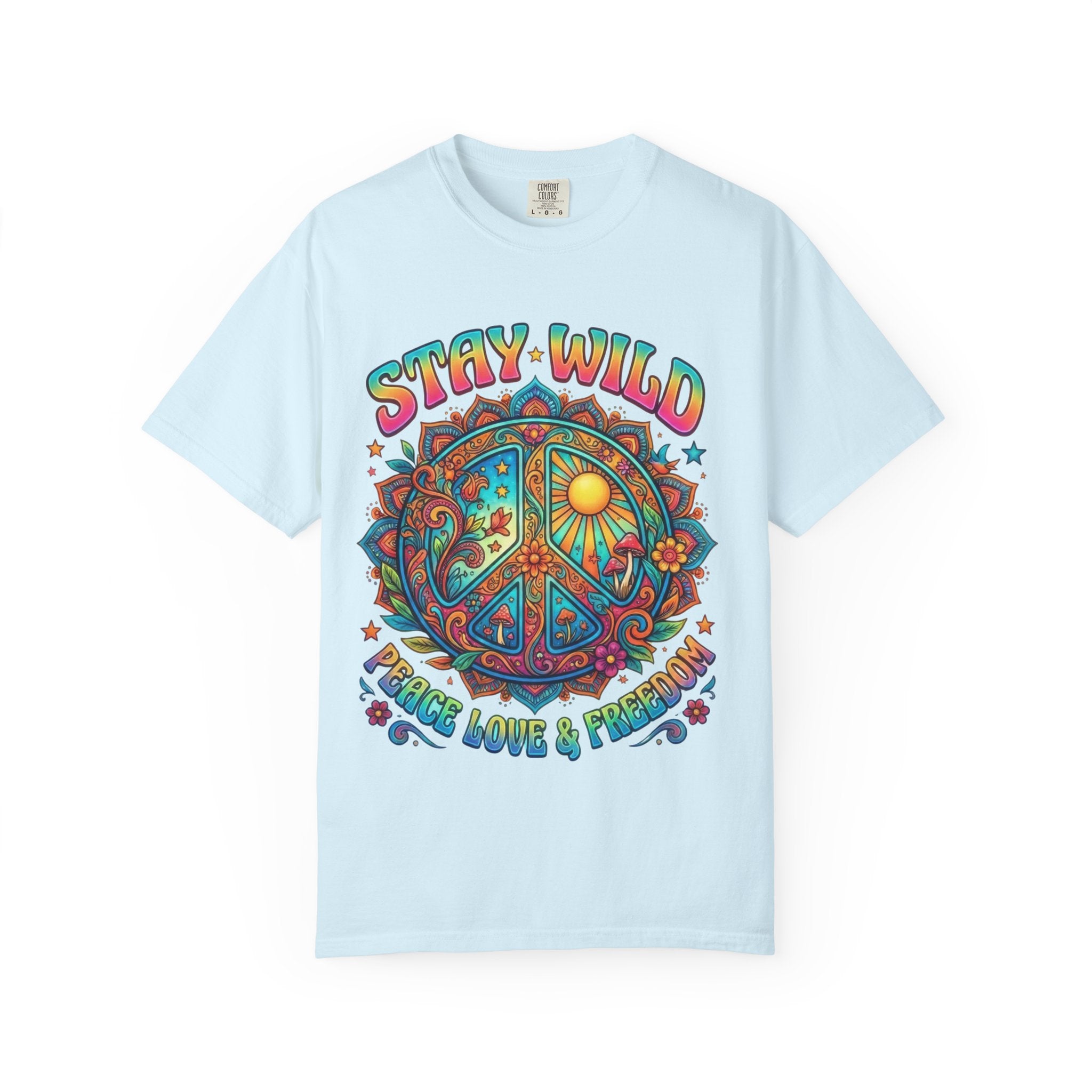 Stay Wild Peace Sign T-Shirt – Retro Psychedelic Tee | musikworlds Artist Collection