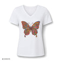 Butterfly Paisley V-Neck Tee – Buntes Boho Damen-Shirt | musikworlds Artist Collection – AI GENERATED / KI-GENERIERT