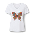 Butterfly Paisley V-Neck Tee – Buntes Boho Damen-Shirt | musikworlds Artist Collection