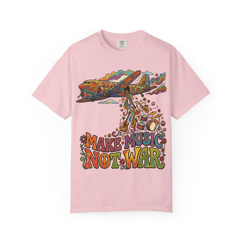 Make Music Not War T-Shirt — Retro Psychedelic Peace & Music Graphic Tee