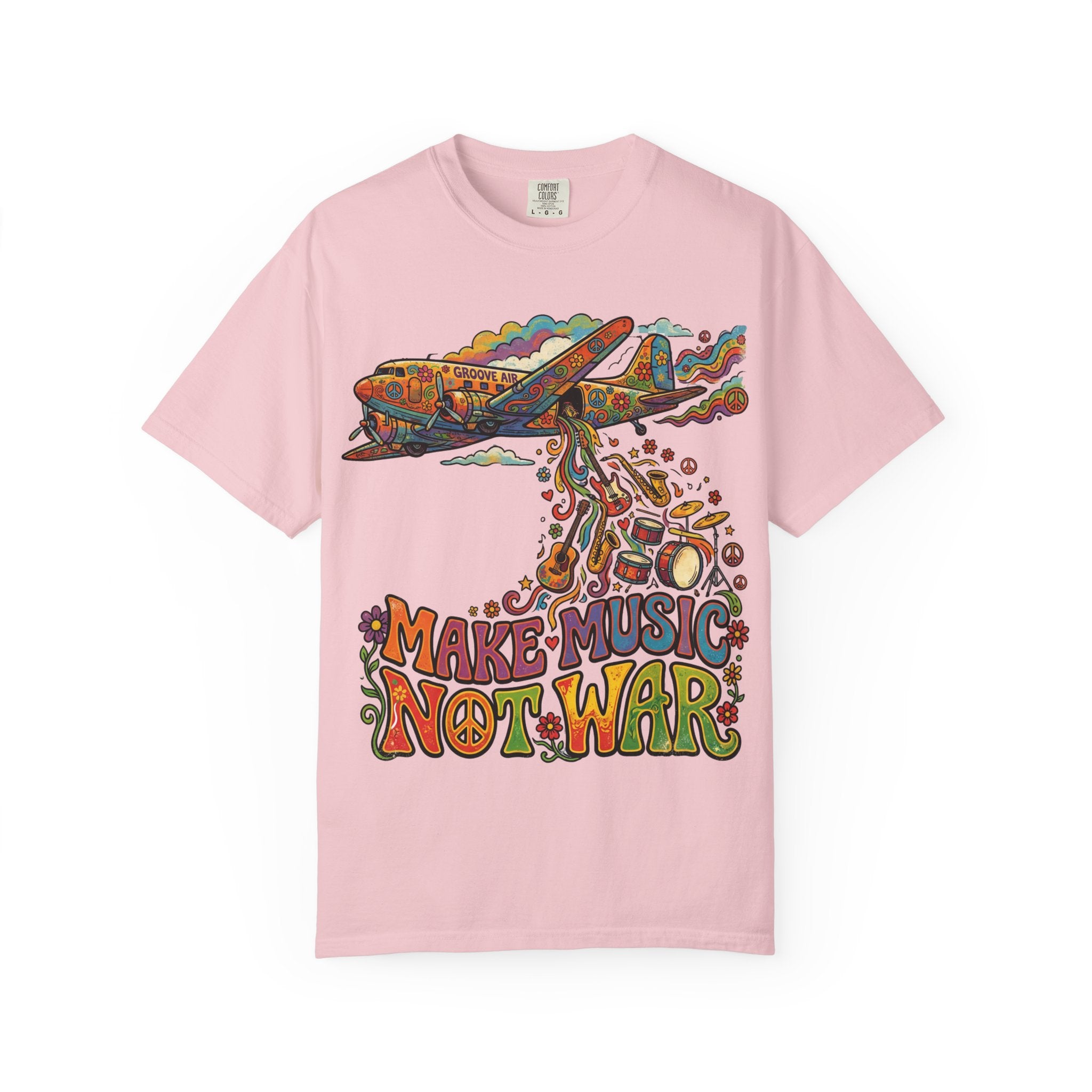 Make Music Not War T-Shirt — Retro Psychedelic Peace & Music Graphic Tee
