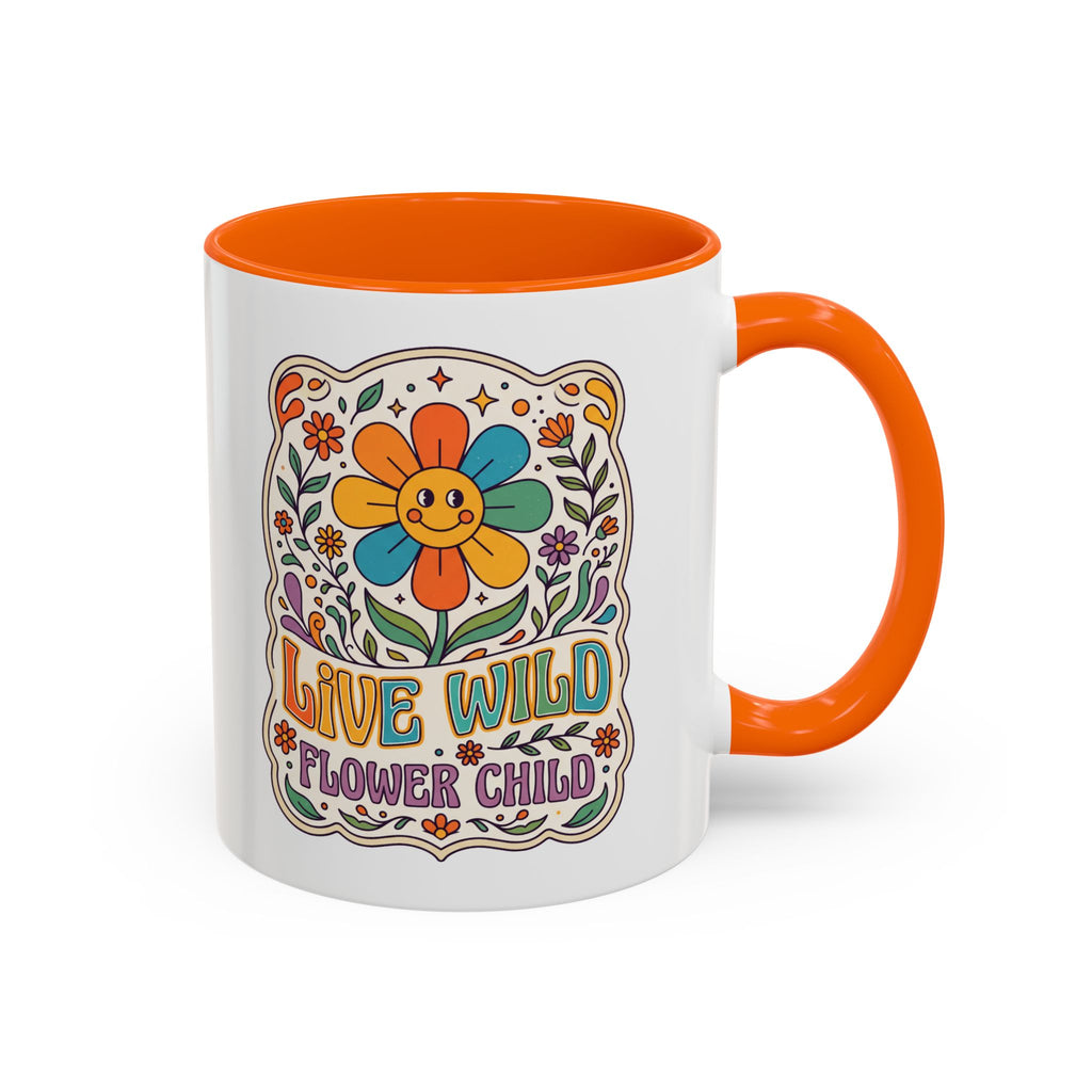 Live Wild Flower Child Kaffeetasse – Retro Floral Smiley Mug | musikworlds Artist Collection