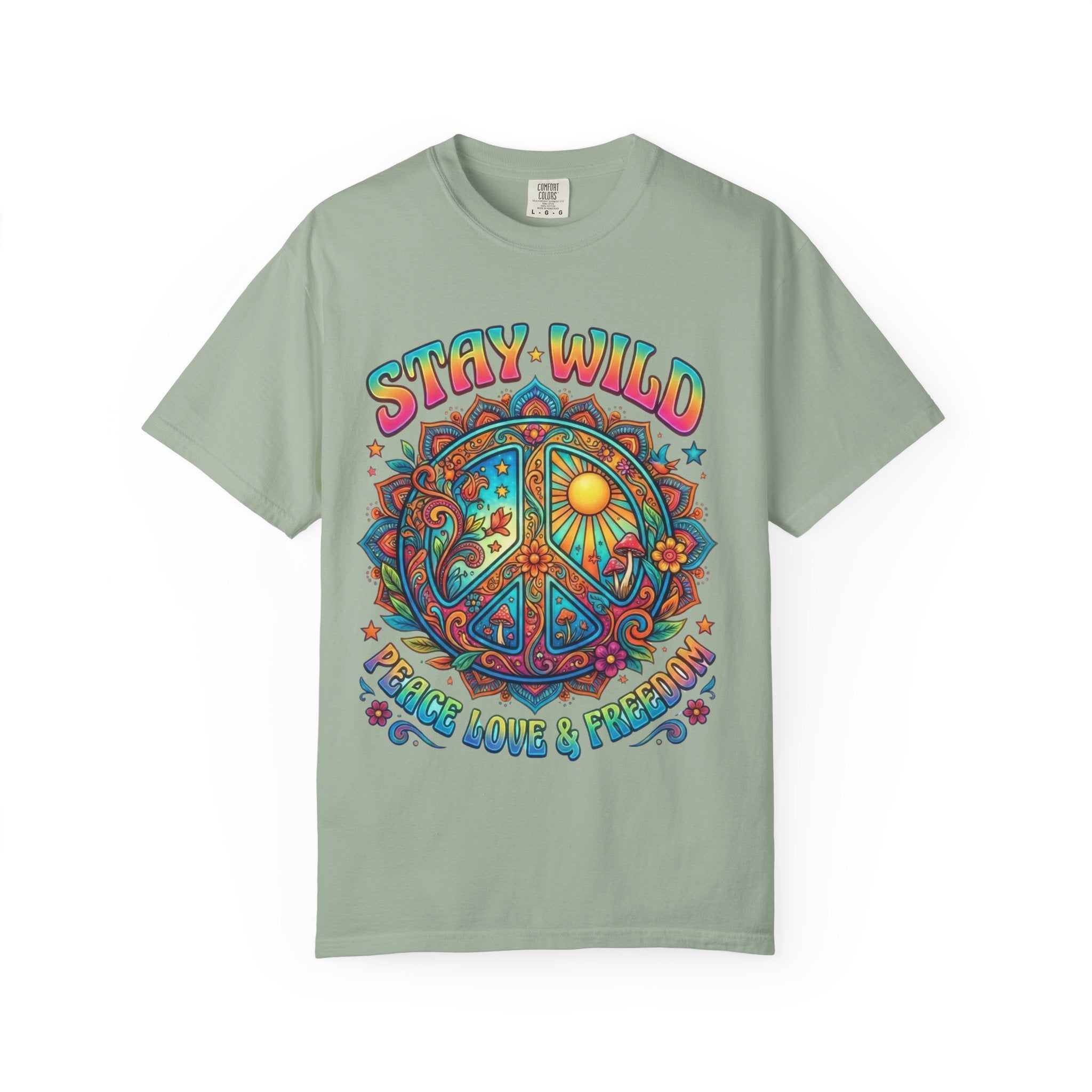 Stay Wild Peace Sign T-Shirt — Retro Psychedelic Love & Freedom Tee