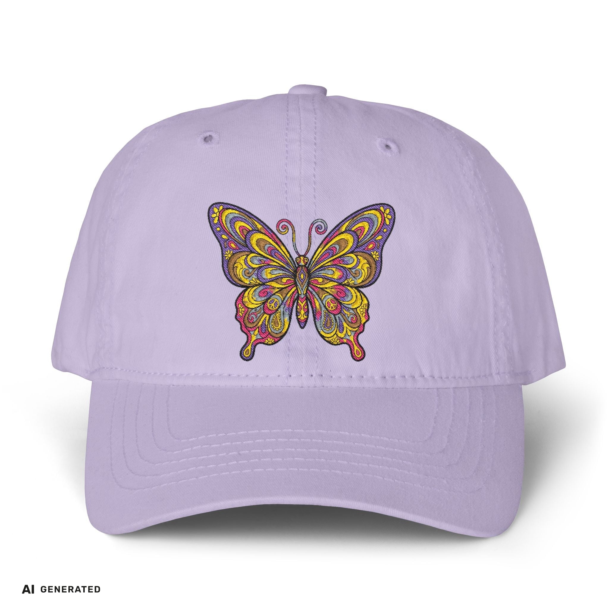 Vintage Damen Cap Schmetterling – Verstellbare Boho-Mütze | musikworlds Artist Collection – AI GENERATED / KI-GENERIERT
