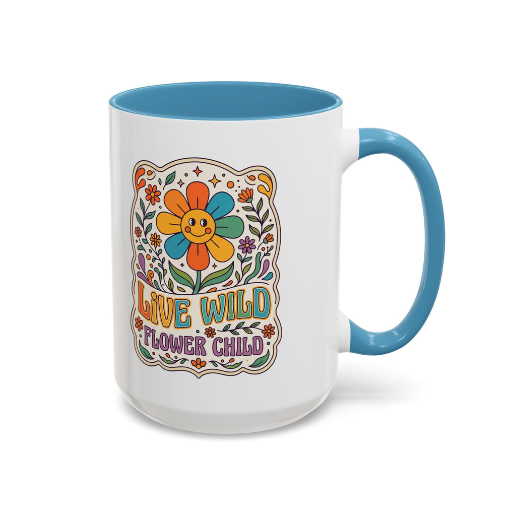 Live Wild Flower Child Kaffeetasse – Retro Floral Smiley Mug | musikworlds Artist Collection