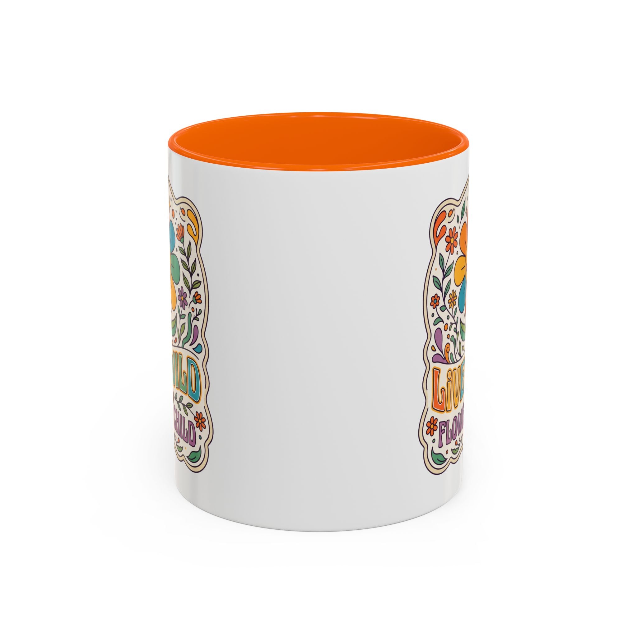 Live Wild Flower Child Coffee Mug – Retro Floral Smiley Design (11/15oz)