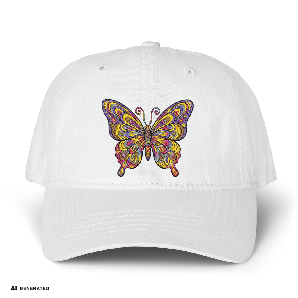Vintage Damen Cap Schmetterling – Verstellbare Boho-Mütze | musikworlds Artist Collection – AI GENERATED / KI-GENERIERT