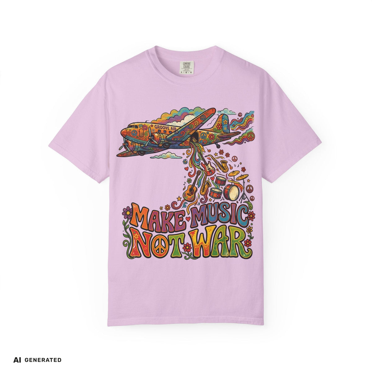 Make Music Not War T-Shirt – Peace Grafik-Tee | musikworlds Artist Collection – AI GENERATED / KI-GENERIERT