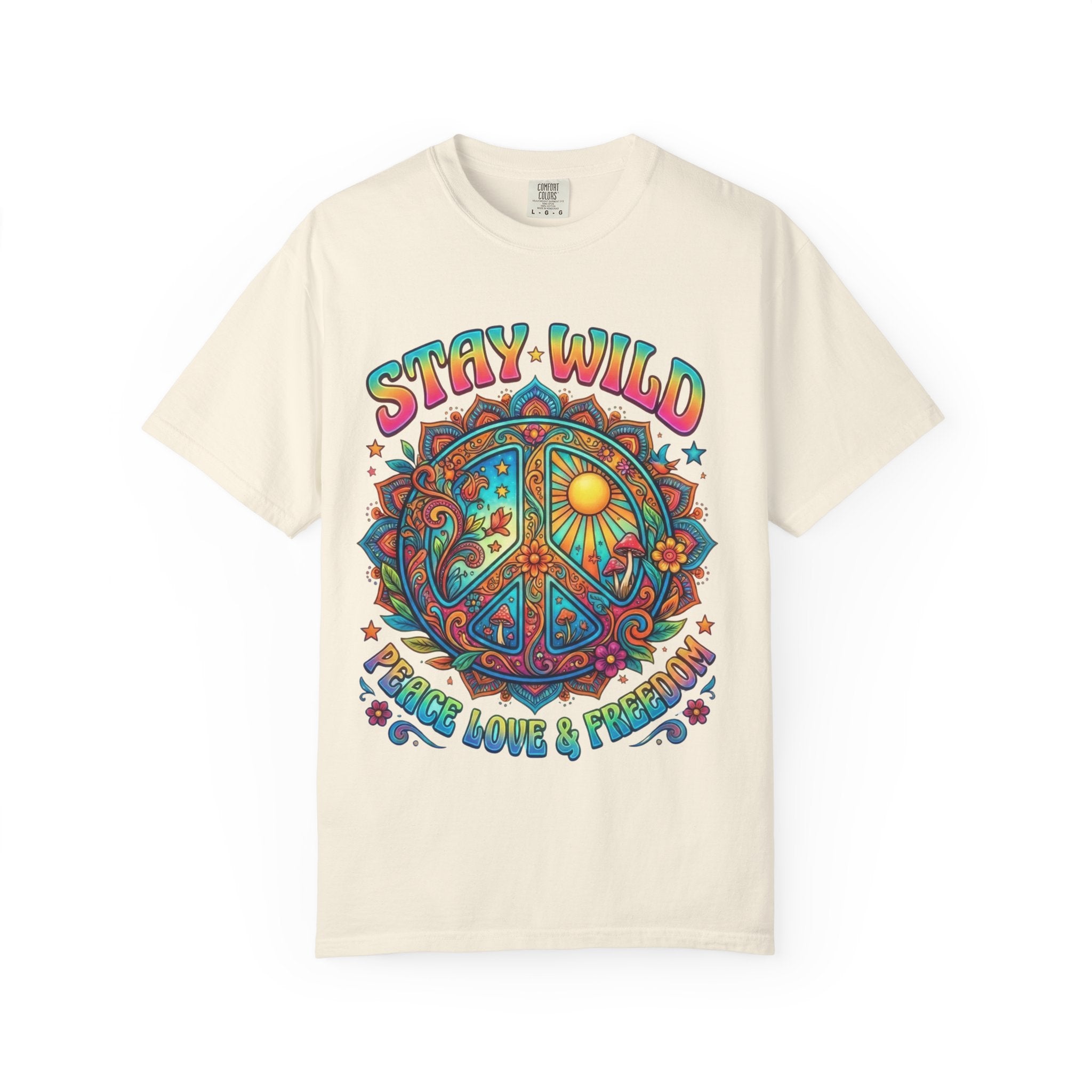 Stay Wild Peace Sign T-Shirt — Retro Psychedelic Love & Freedom Tee