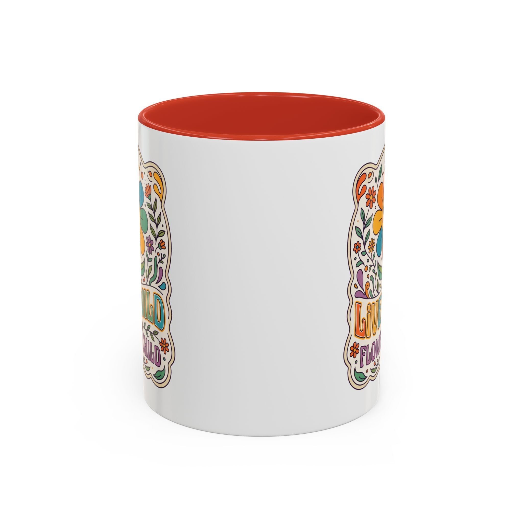 Live Wild Flower Child Coffee Mug – Retro Floral Smiley Design (11/15oz)