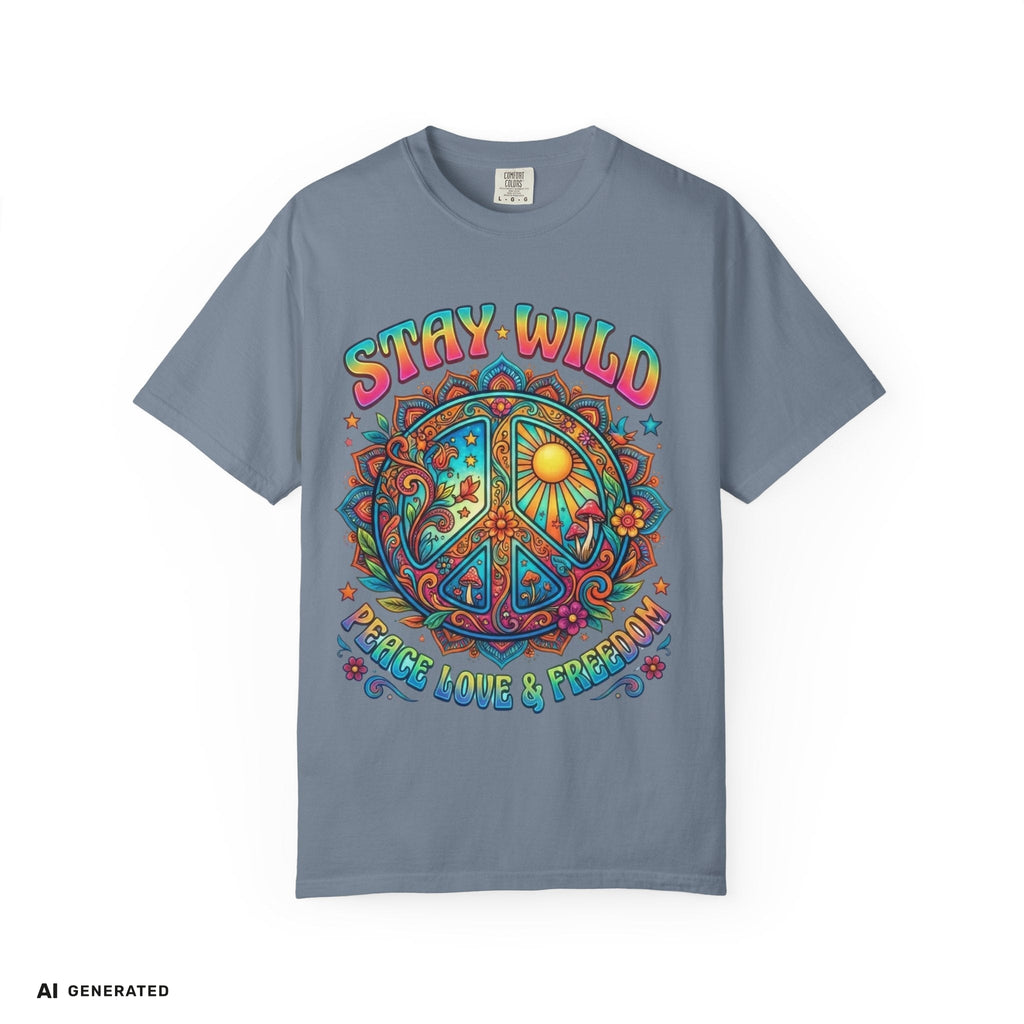Stay Wild Peace Sign T-Shirt – Retro Psychedelic Tee | musikworlds Artist Collection – AI GENERATED / KI-GENERIERT