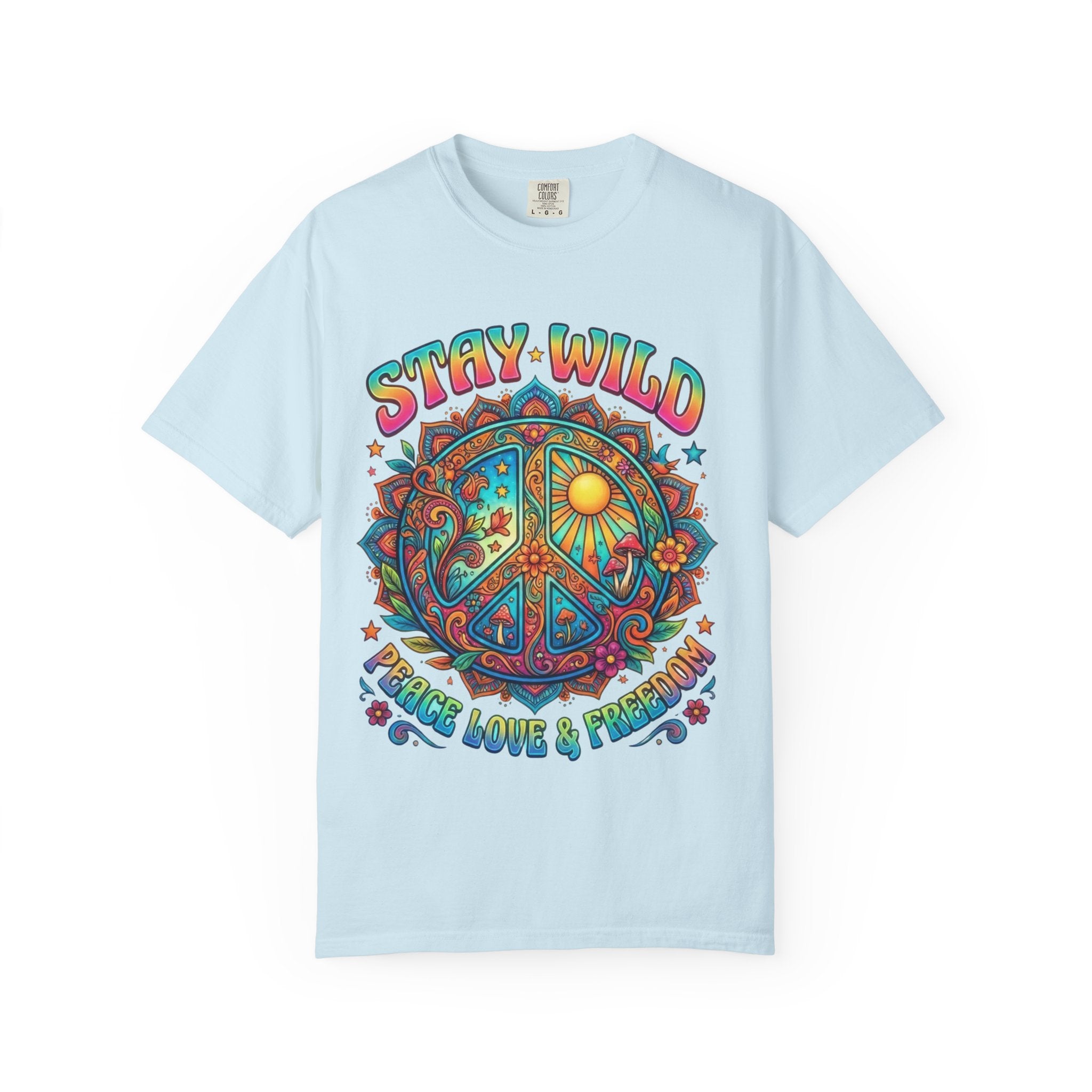 Stay Wild Peace Sign T-Shirt — Retro Psychedelic Love & Freedom Tee