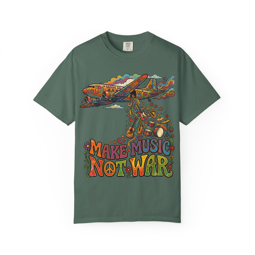 Make Music Not War T-Shirt — Retro Psychedelic Peace & Music Graphic Tee