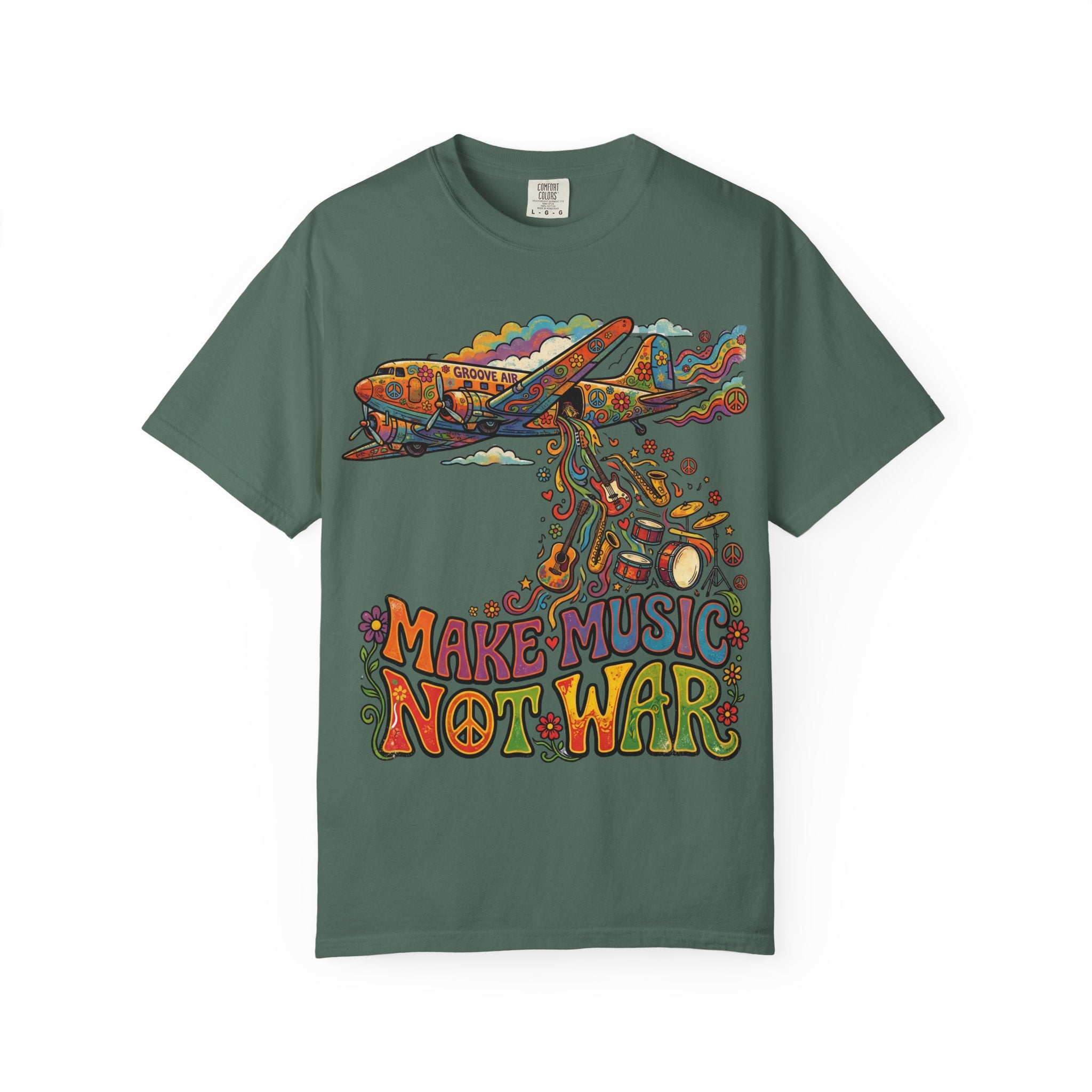 Make Music Not War T-Shirt — Retro Psychedelic Peace & Music Graphic Tee