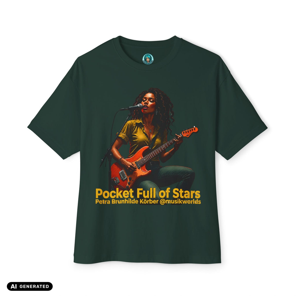 Pocket Full of Stars – T-Shirt mit Album-Cover-Print für Musikfans | musikworlds Artist Collection – AI GENERATED / KI-GENERIERT