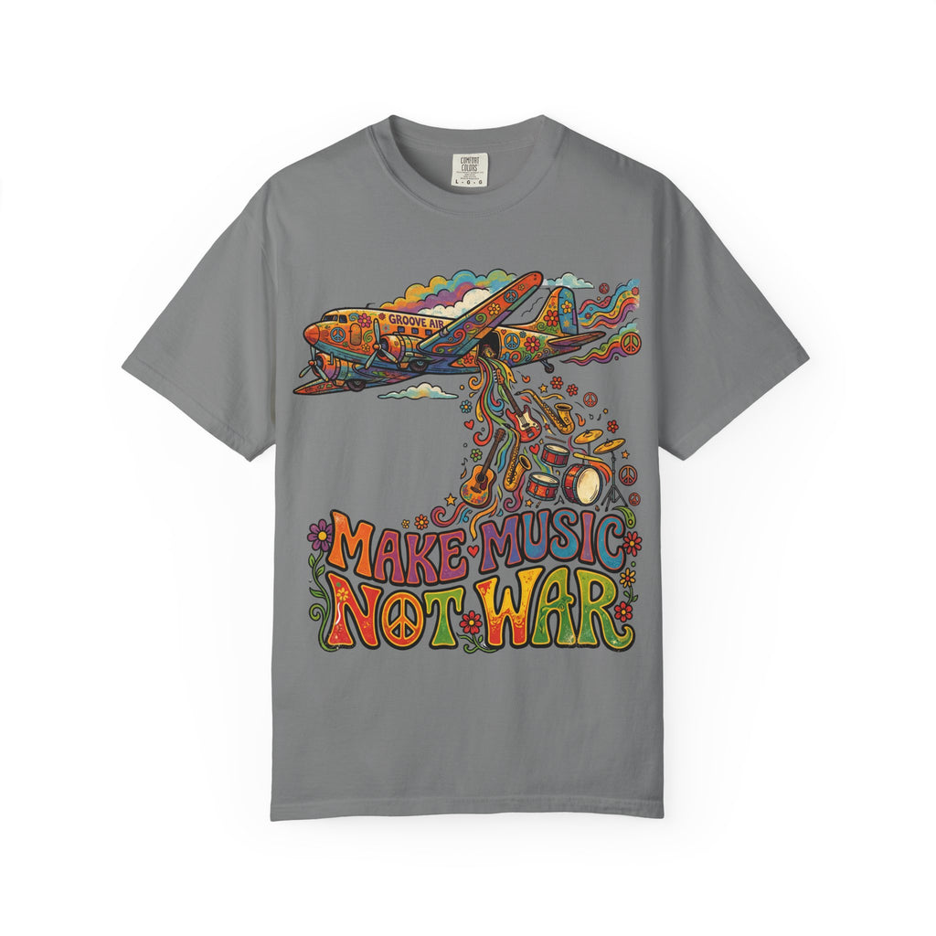 Make Music Not War T-Shirt — Retro Psychedelic Peace & Music Graphic Tee
