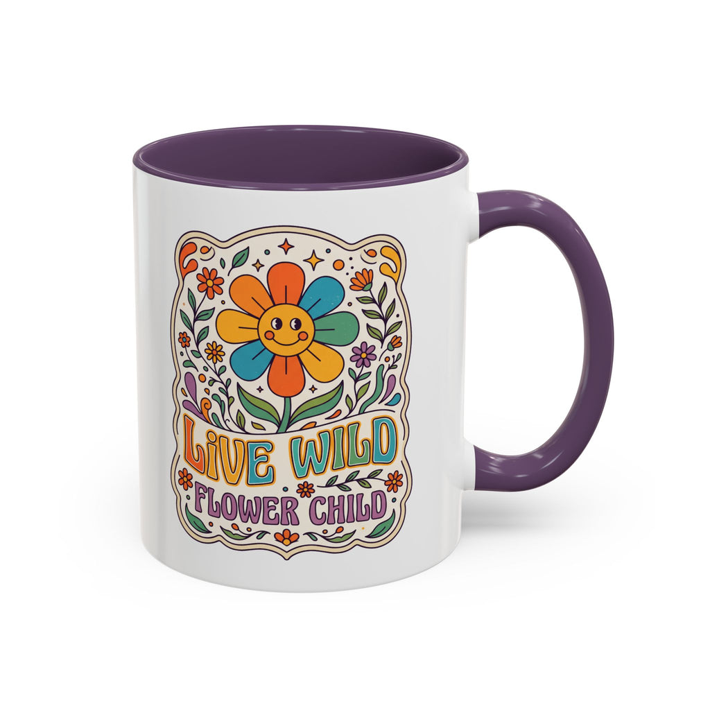 Live Wild Flower Child Kaffeetasse – Retro Floral Smiley Mug | musikworlds Artist Collection