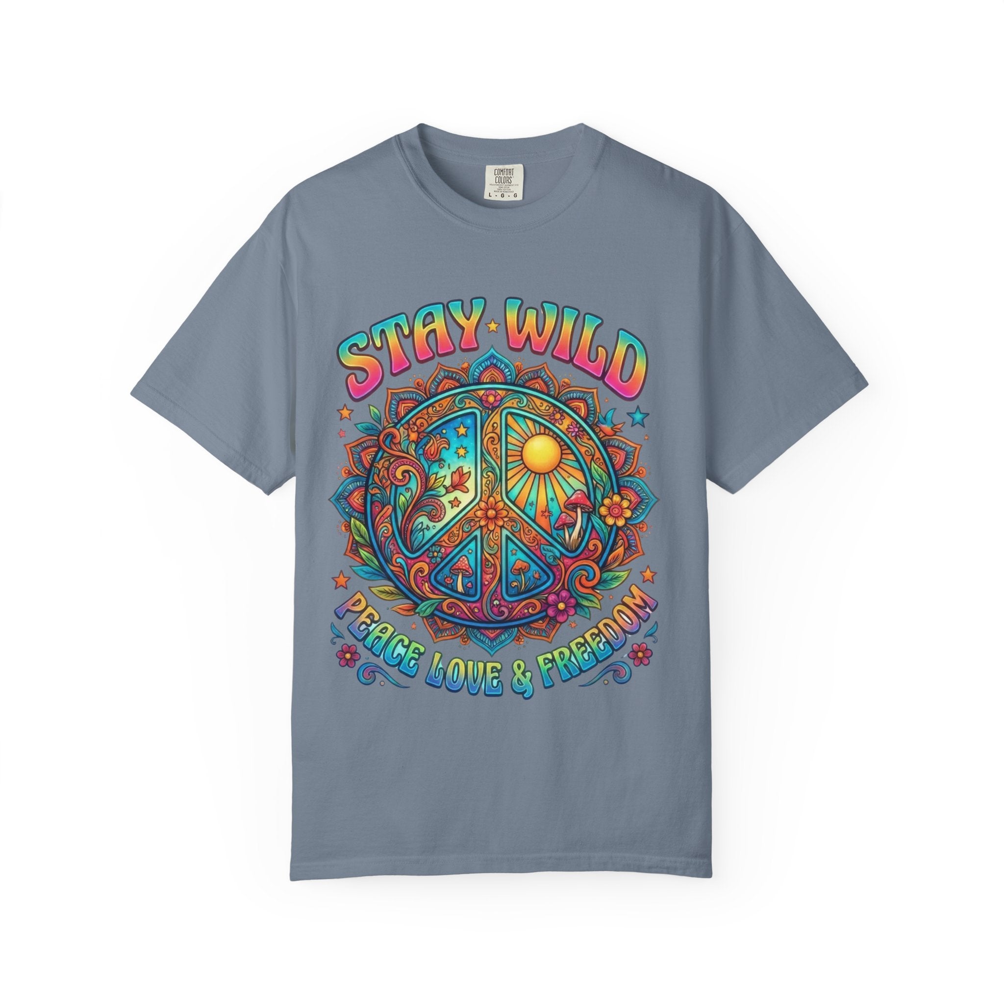 Stay Wild Peace Sign T-Shirt — Retro Psychedelic Love & Freedom Tee