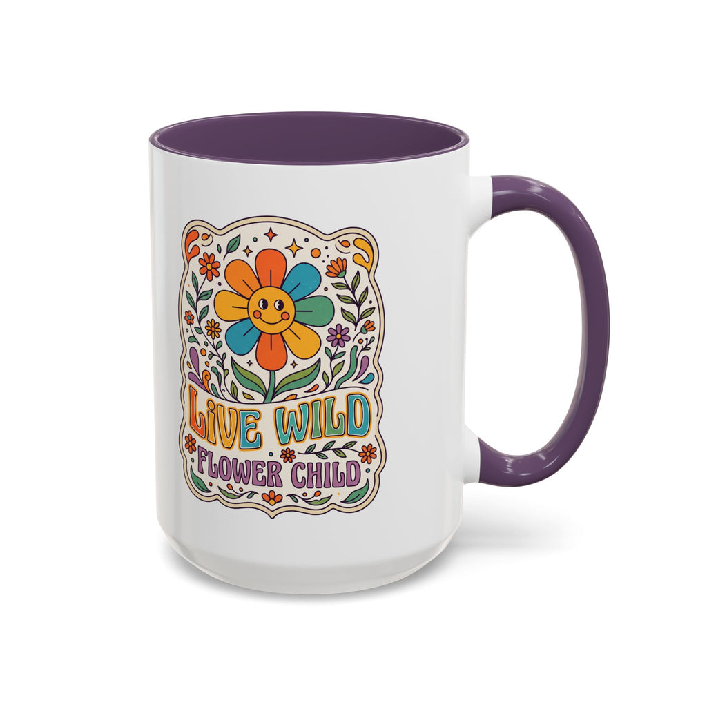Live Wild Flower Child Kaffeetasse – Retro Floral Smiley Mug | musikworlds Artist Collection