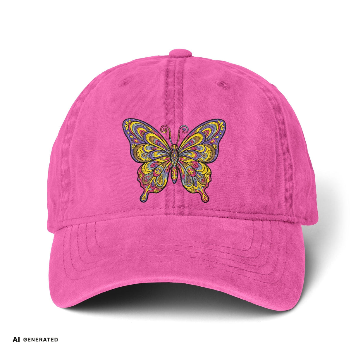 Vintage Damen Cap Schmetterling – Verstellbare Boho-Mütze | musikworlds Artist Collection – AI GENERATED / KI-GENERIERT