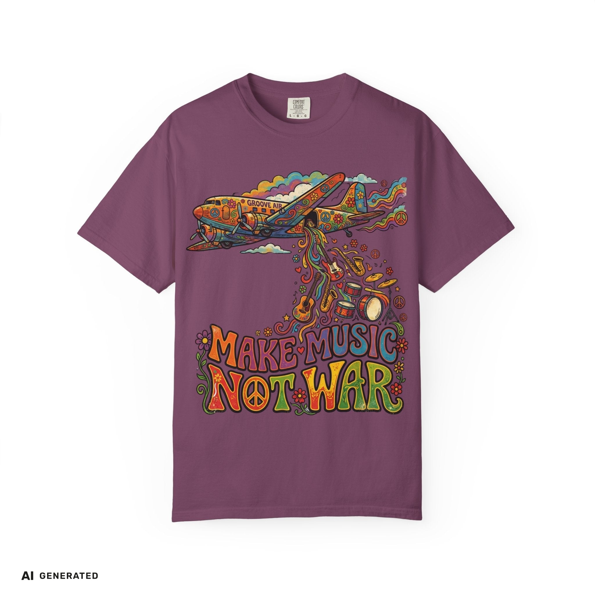 Make Music Not War T-Shirt – Peace Grafik-Tee | musikworlds Artist Collection – AI GENERATED / KI-GENERIERT