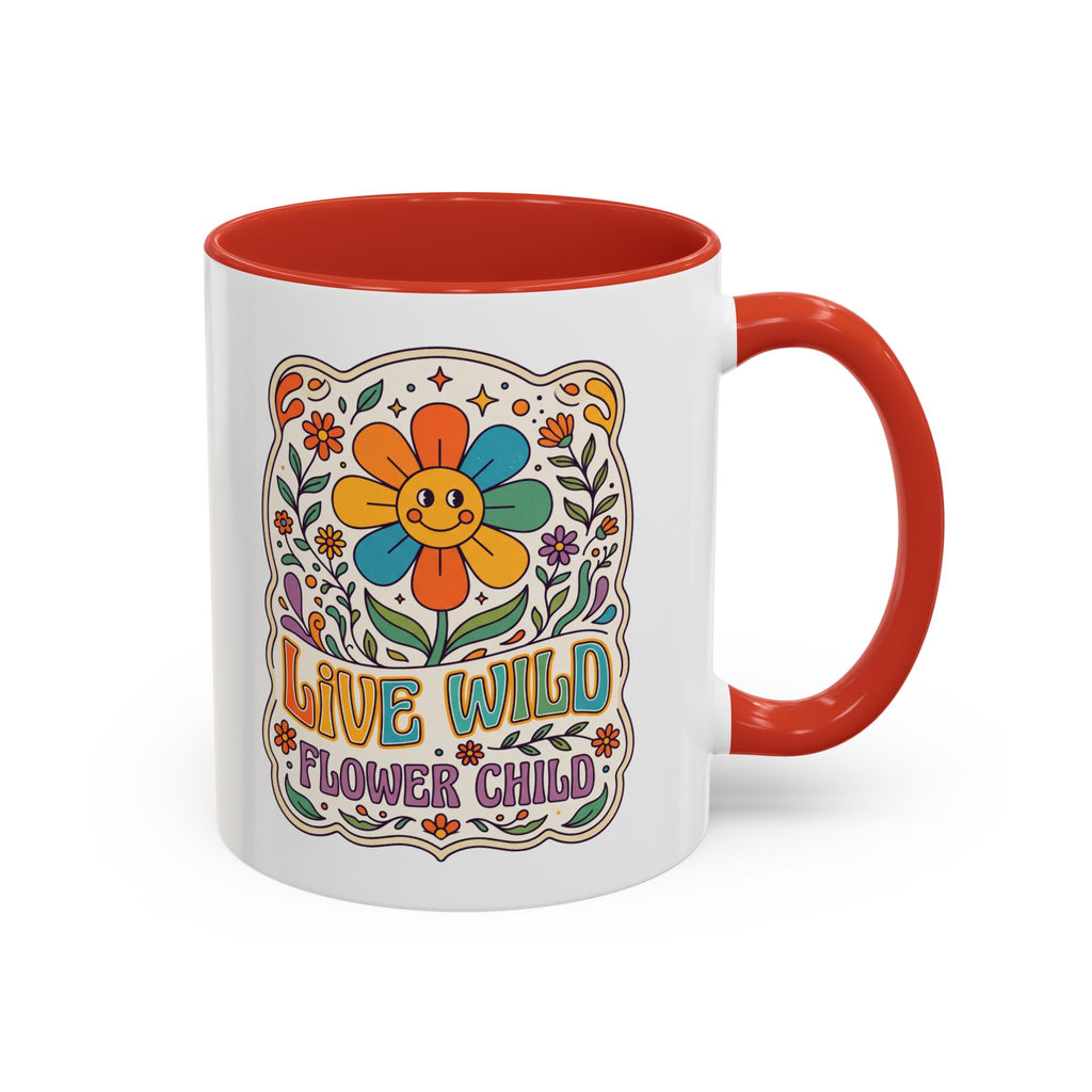 Live Wild Flower Child Kaffeetasse – Retro Floral Smiley Mug | musikworlds Artist Collection