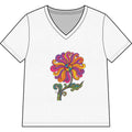 Women’s V-Neck Tee — Colorful Retro Floral Paisley Graphic
