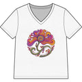 Floral Swirl V-Neck Tee — Colorful Boho Flower Graphic for Women