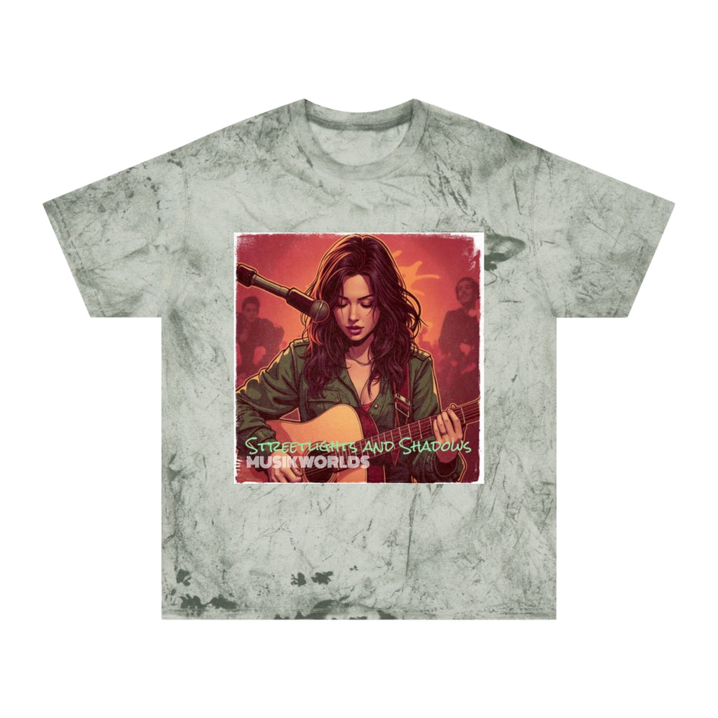 Indie Guitarist Graphic Tee — "Streetlights and Shadows" Vintage Tie-Dye T-Shirt