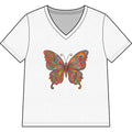 Butterfly Paisley V-Neck Tee — Colorful Boho Floral Graphic for Women