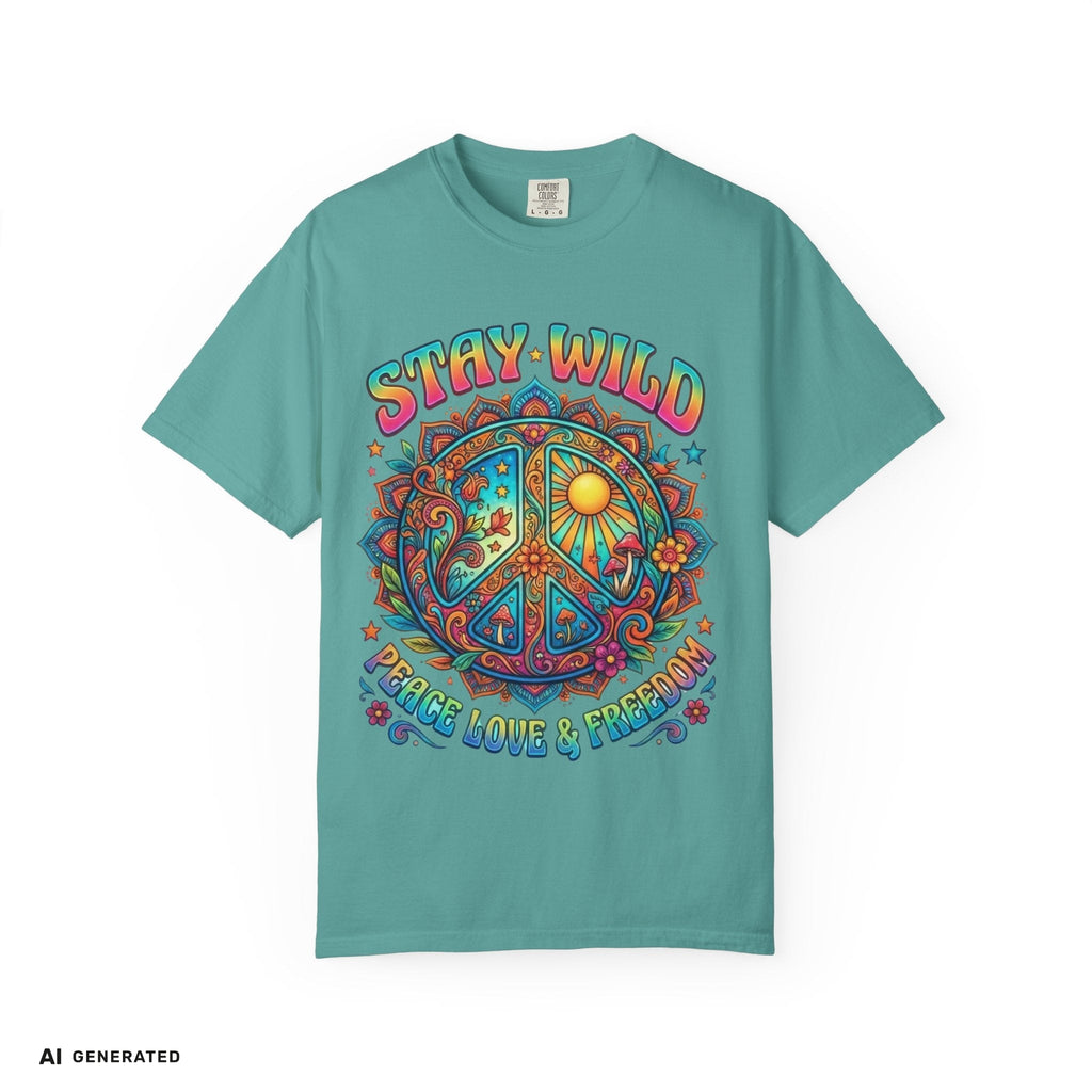 Stay Wild Peace Sign T-Shirt – Retro Psychedelic Tee | musikworlds Artist Collection – AI GENERATED / KI-GENERIERT