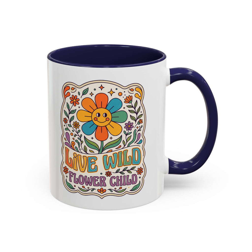 Live Wild Flower Child Kaffeetasse – Retro Floral Smiley Mug | musikworlds Artist Collection