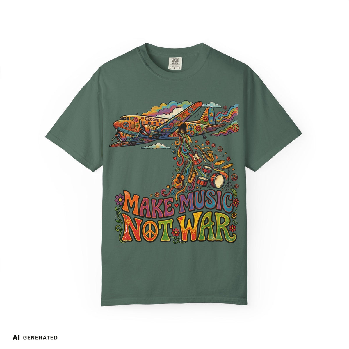 Make Music Not War T-Shirt – Peace Grafik-Tee | musikworlds Artist Collection – AI GENERATED / KI-GENERIERT