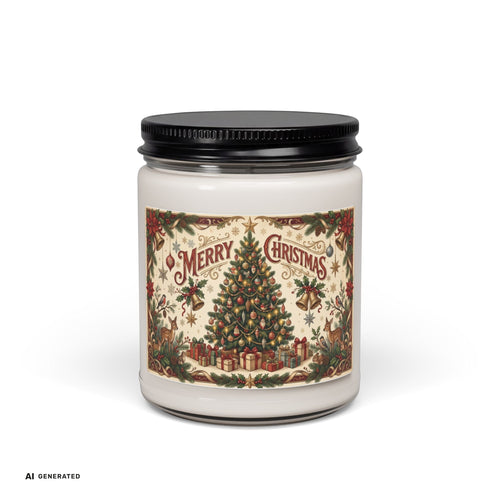Merry Christmas Christmas Tree Scented Soy Candle | musikworlds Artist Collection – AI GENERATED / KI-GENERIERT