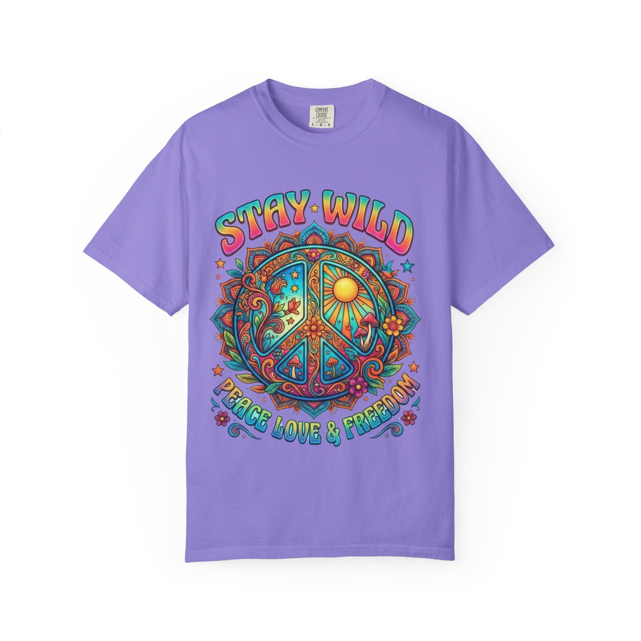 Stay Wild Peace Sign T-Shirt — Retro Psychedelic Love & Freedom Tee
