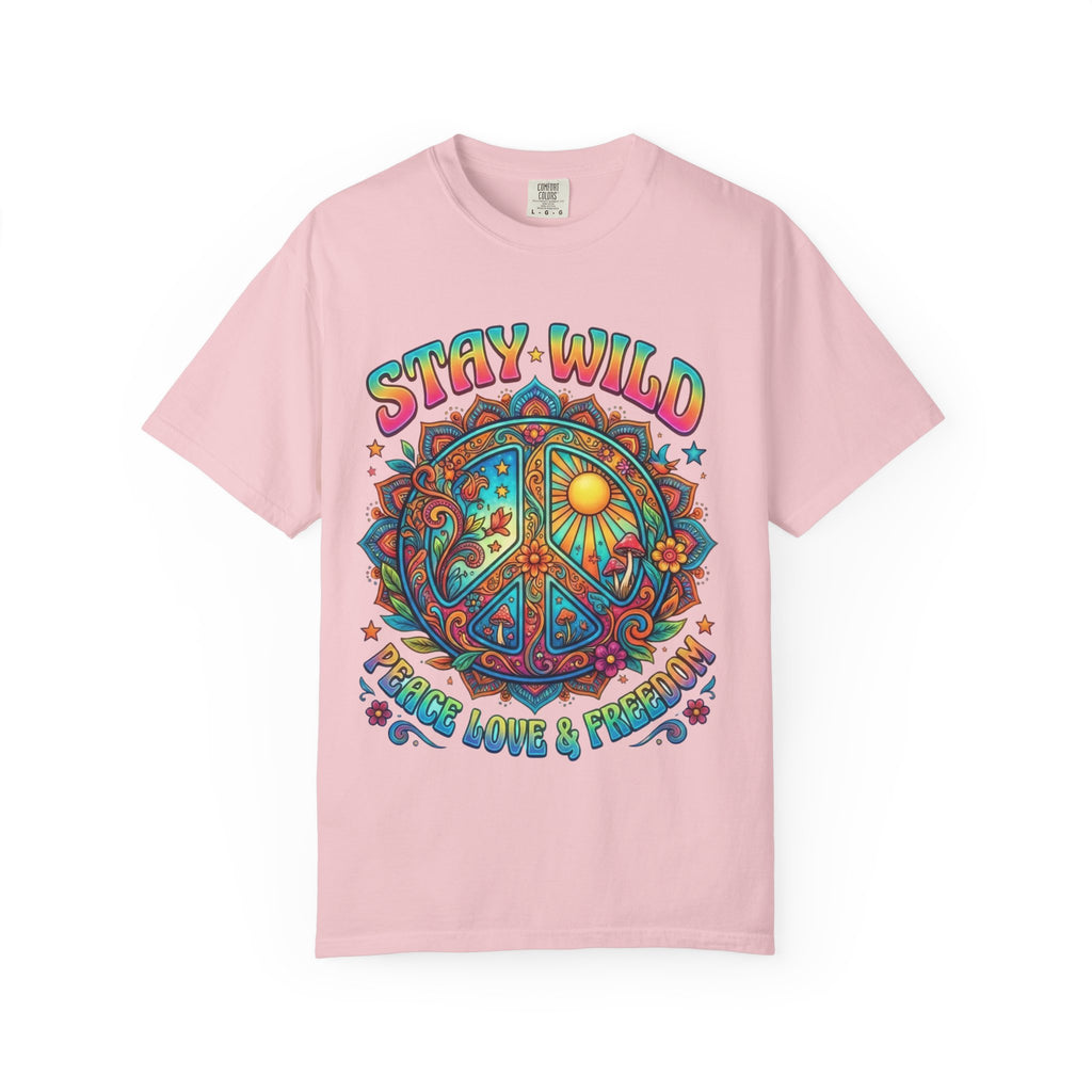 Stay Wild Peace Sign T-Shirt — Retro Psychedelic Love & Freedom Tee