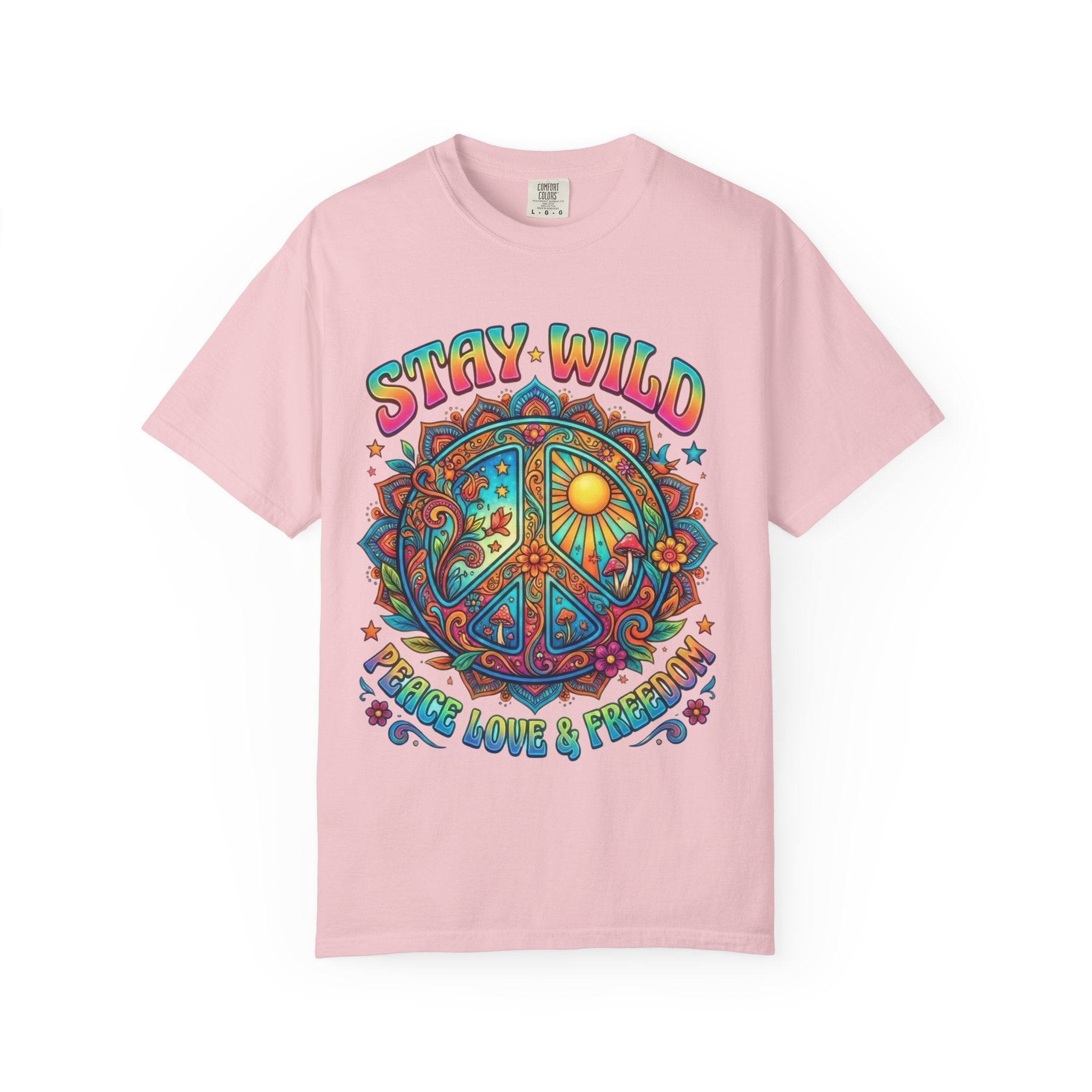 Stay Wild Peace Sign T-Shirt — Retro Psychedelic Love & Freedom Tee