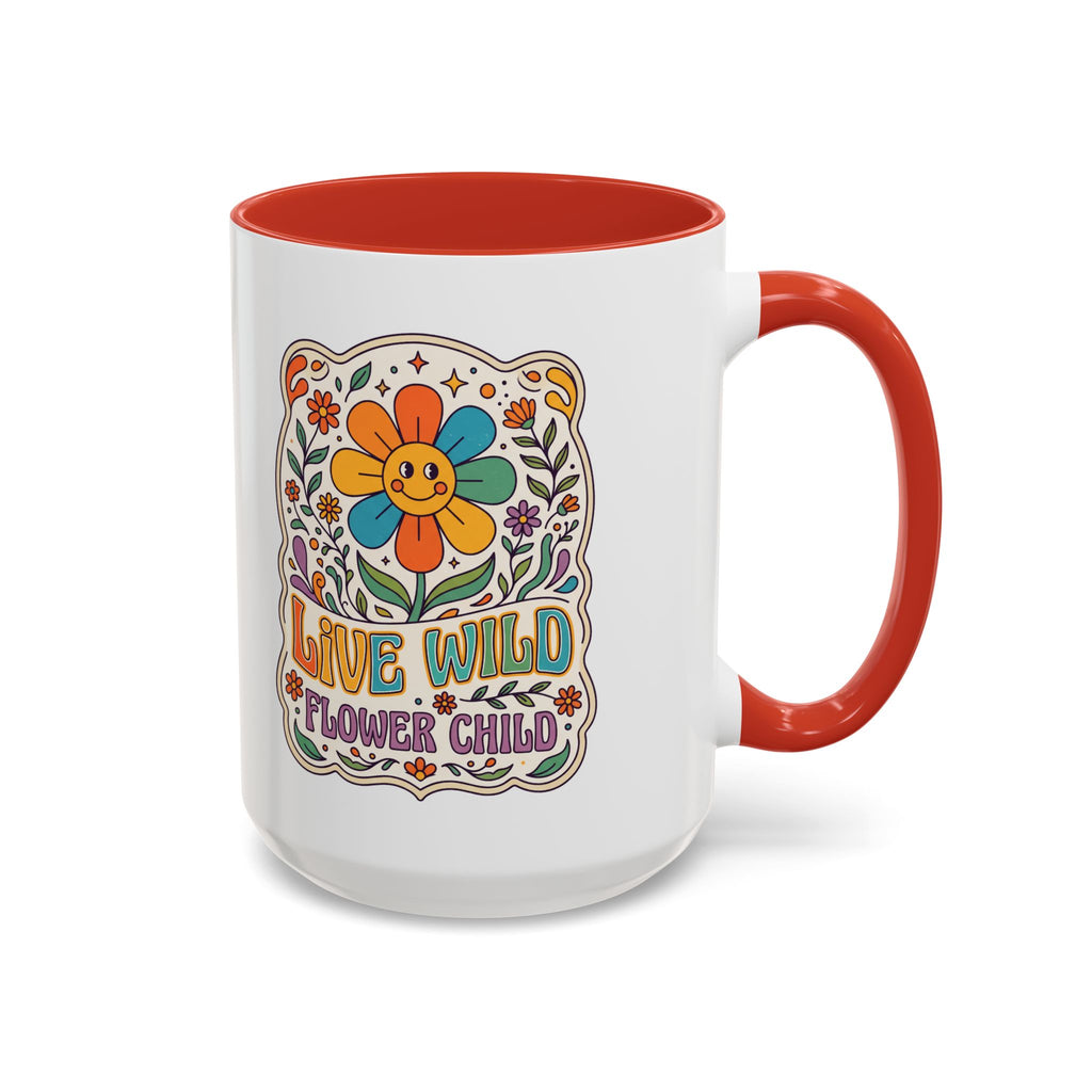 Live Wild Flower Child Kaffeetasse – Retro Floral Smiley Mug | musikworlds Artist Collection