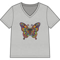Women's V-Neck Butterfly Tee — Colorful Boho Butterfly Graphic Shirt