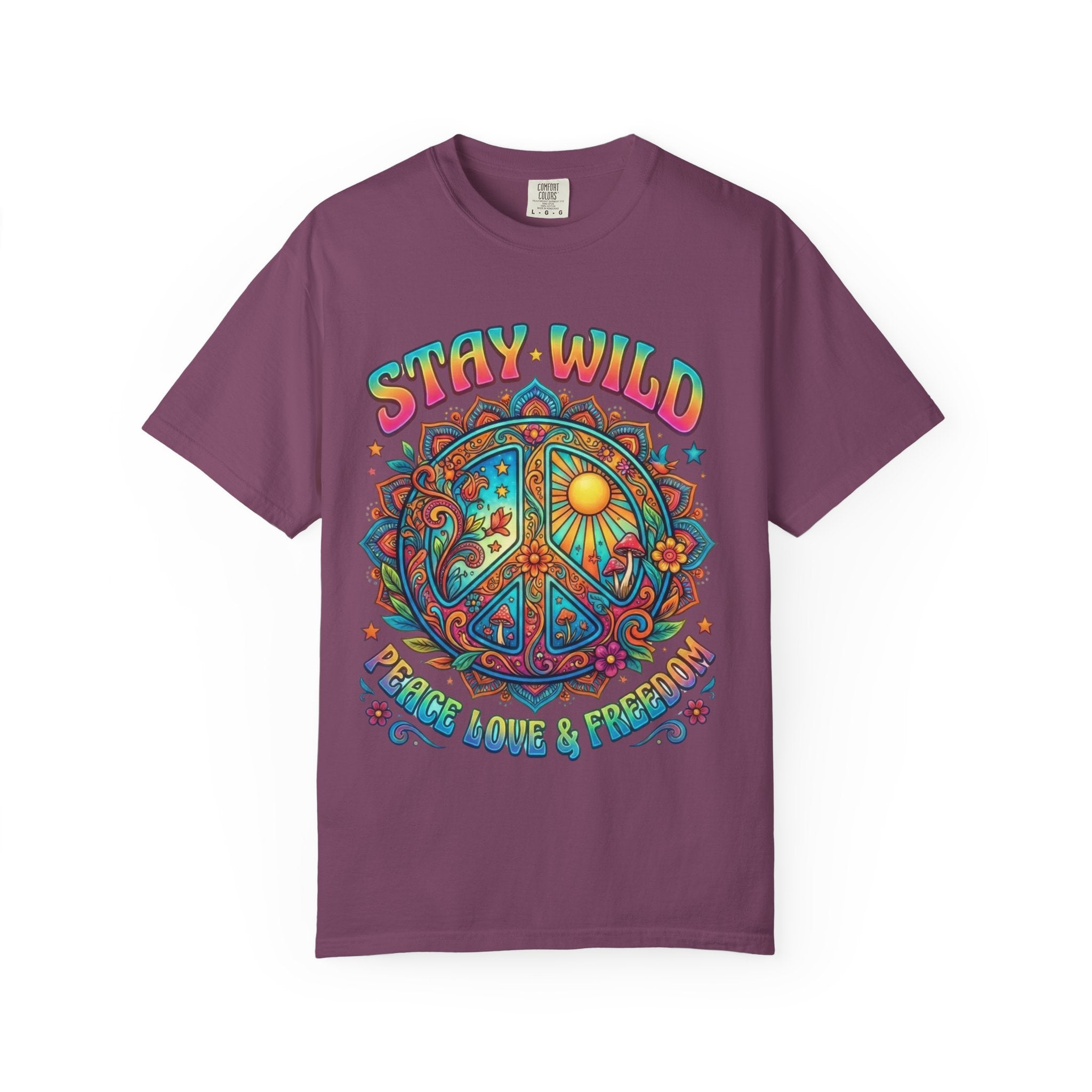 Stay Wild Peace Sign T-Shirt – Retro Psychedelic Tee | musikworlds Artist Collection