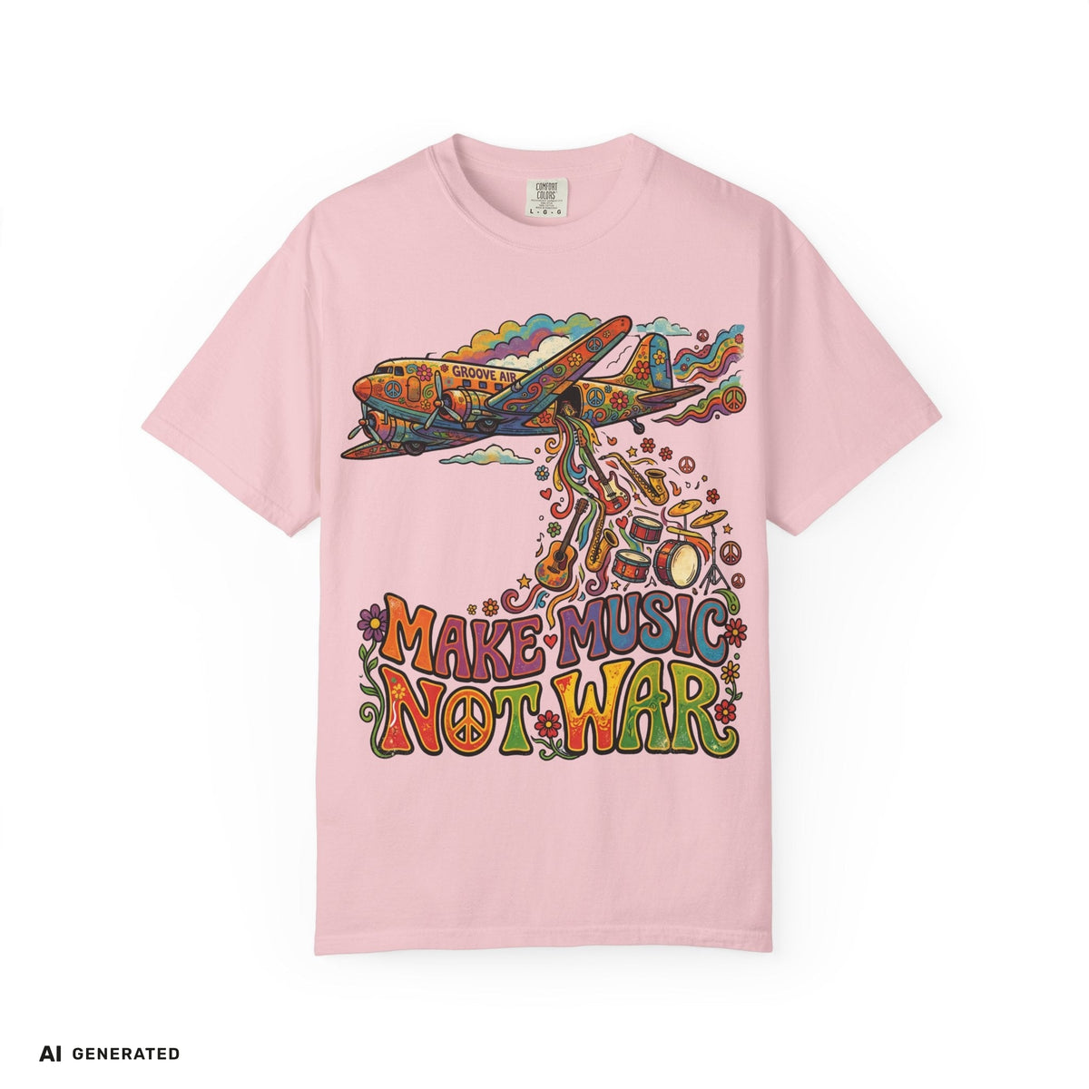 Make Music Not War T-Shirt – Peace Grafik-Tee | musikworlds Artist Collection – AI GENERATED / KI-GENERIERT
