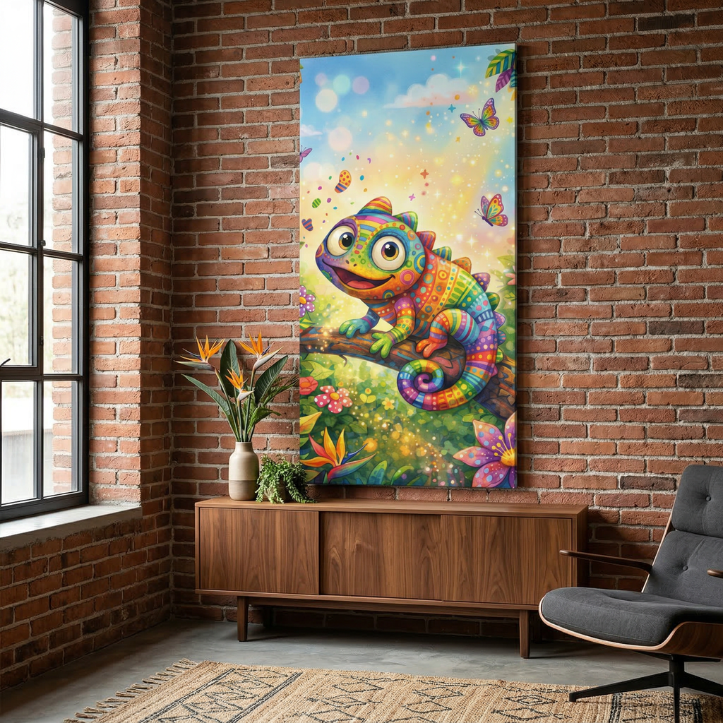 Colorful Chamäleon Art – Whimsical Kids Room Wall Decor