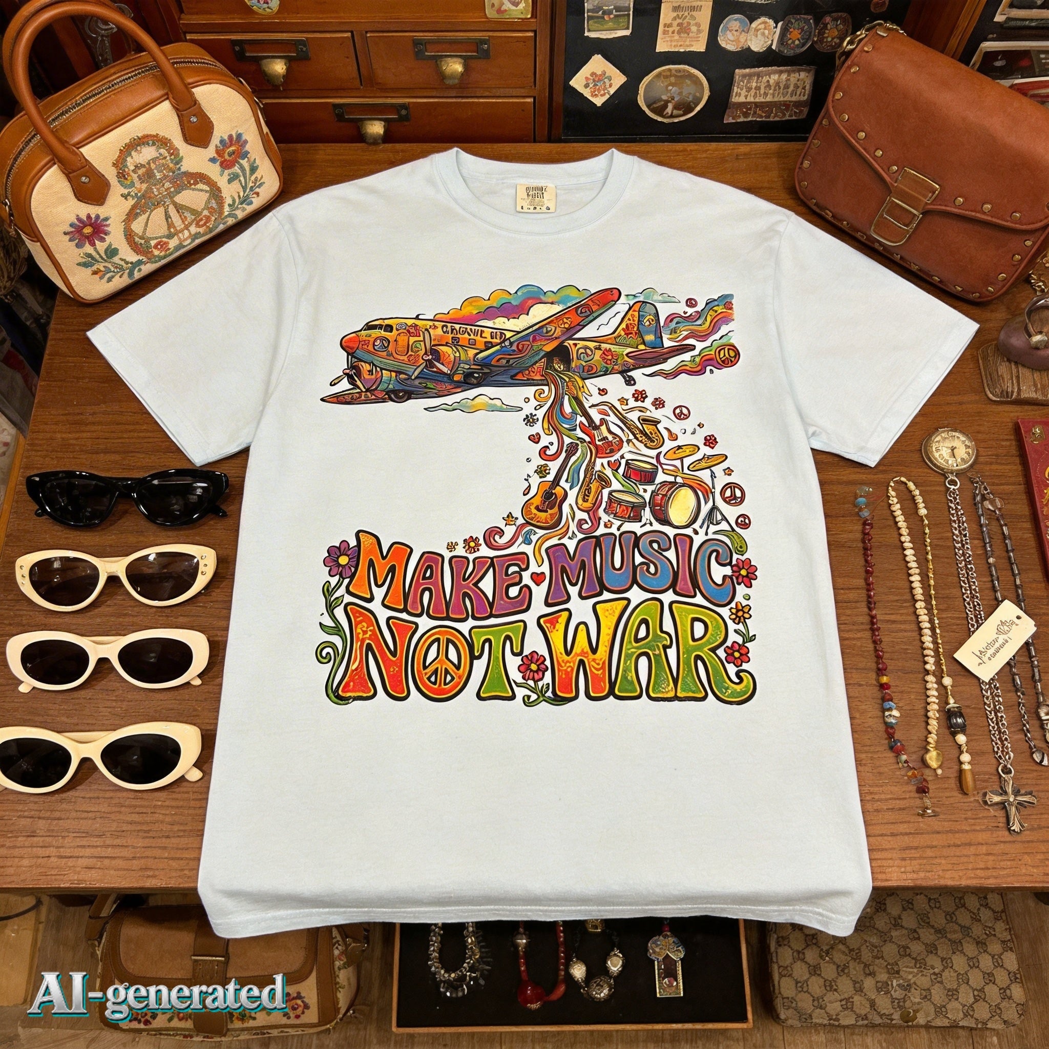 EU AI label - Make Music Not War T-Shirt – Unisex Peace Grafik-Tee | musikworlds