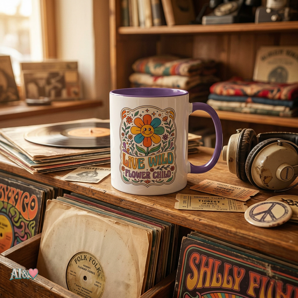 Live Wild Flower Child Kaffeetasse  | musikworlds Artist Collection – AI CUSTOM / KI CUSTOM
