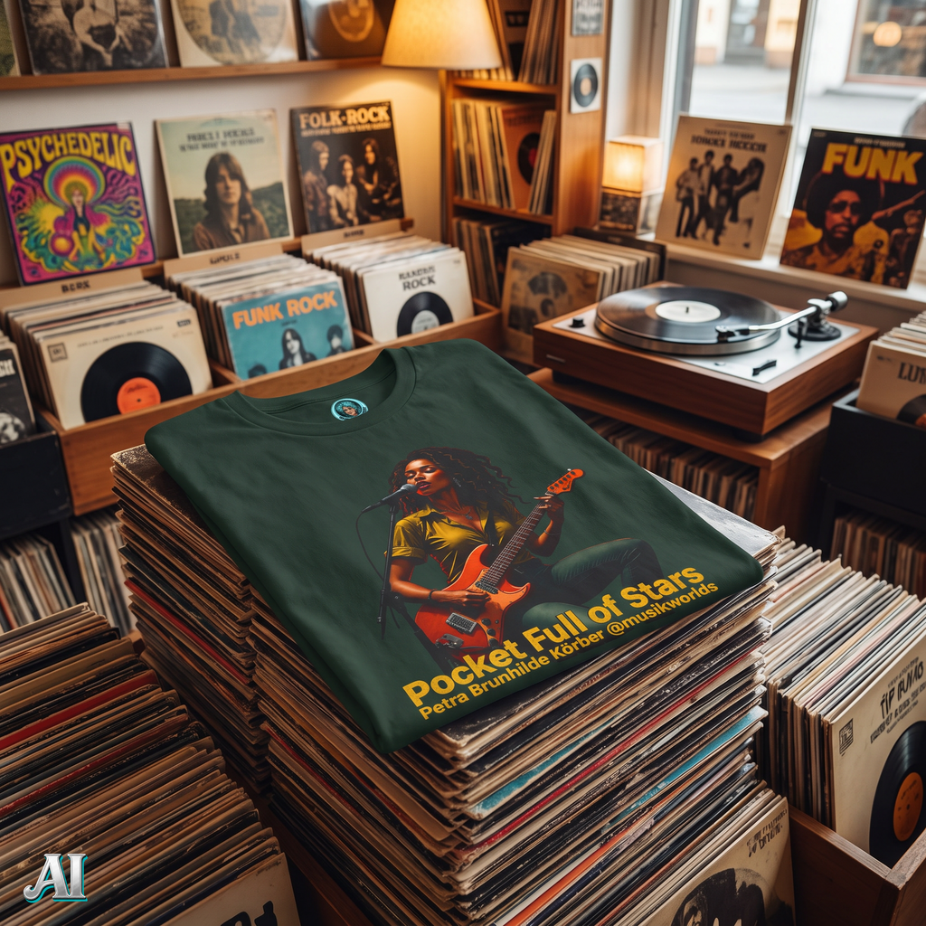 EU AI label - Pocket Full of Stars – T-Shirt mit Album-Cover-Print für Musikfans | musikworlds Artist Collection