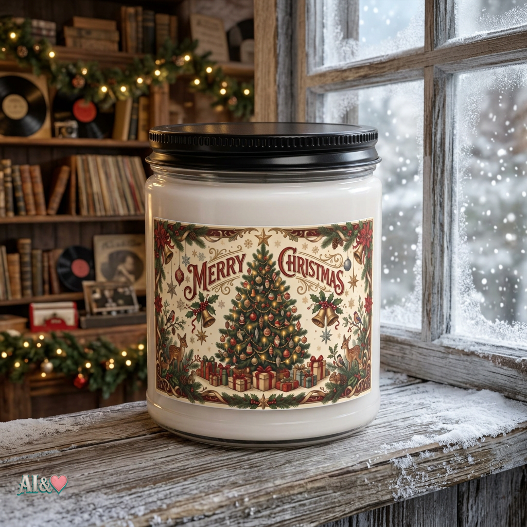 Merry Christmas Christmas Tree Scented Soy Candle | musikworlds Artist Collection – AI CUSTOM / KI CUSTOM