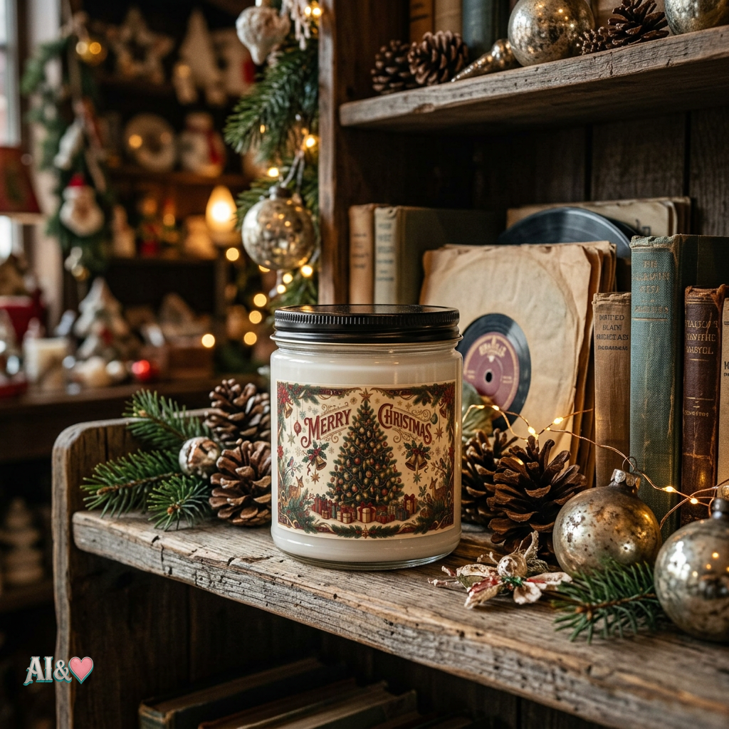 Merry Christmas Christmas Tree Scented Soy Candle | musikworlds Artist Collection – AI CUSTOM / KI CUSTOM