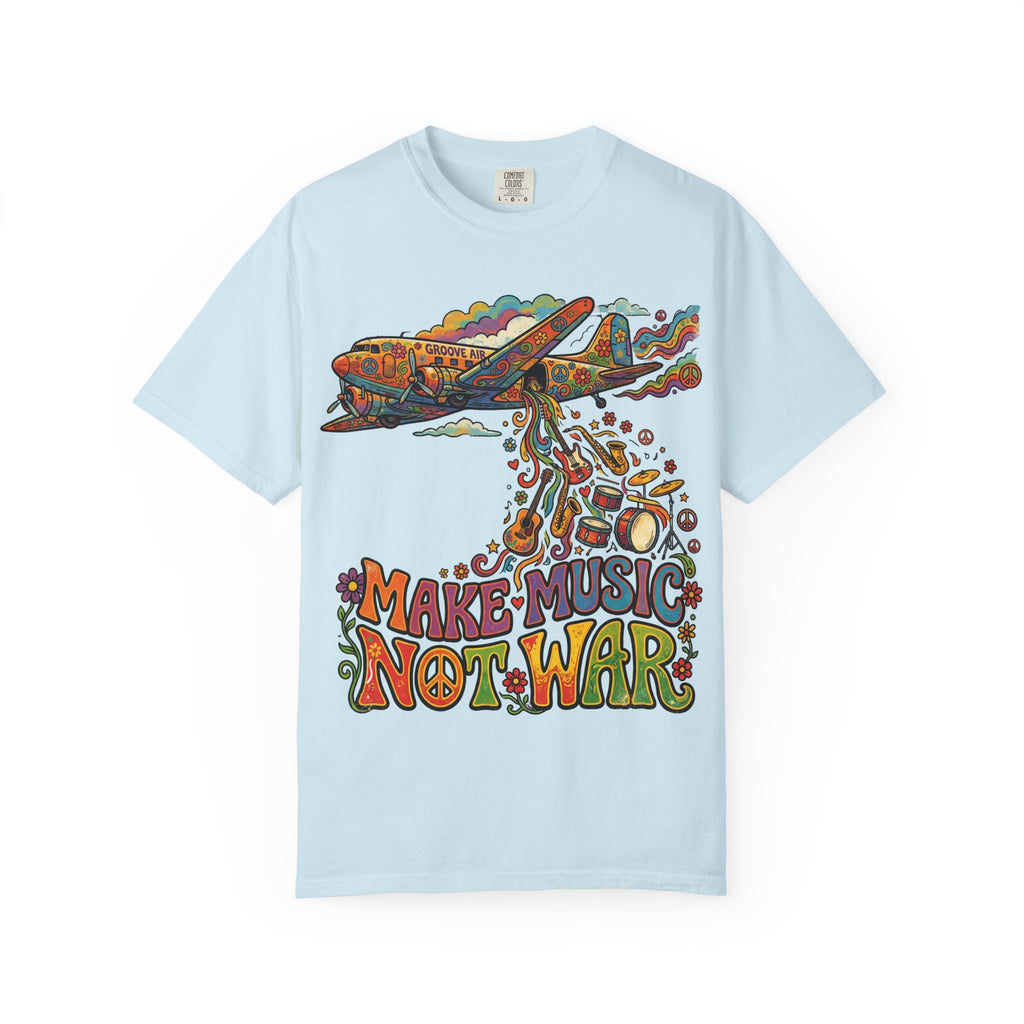 Make Music Not War T-Shirt — Retro Psychedelic Peace & Music Graphic Tee
