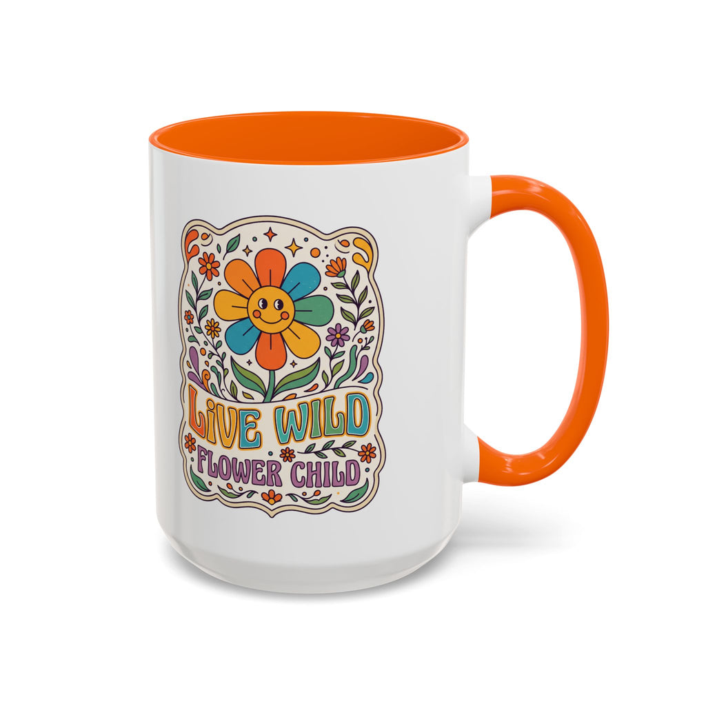 Live Wild Flower Child Kaffeetasse – Retro Floral Smiley Mug | musikworlds Artist Collection